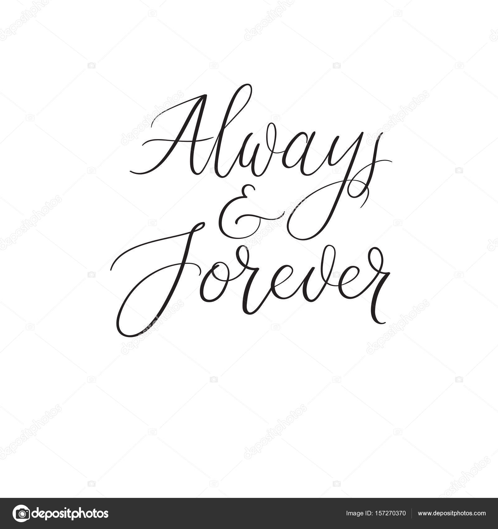 Always And Forever Handwritten Phrase Wedding Calligraphy Vector