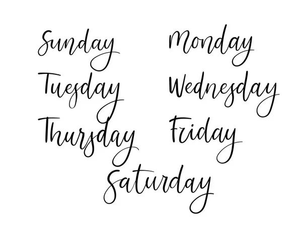 Handwritten Days of Week. Sunday, Monday, Tuesday, Wednesday, Thursday,  Friday, Saturday. Modern Calligraphy. Isolated on White Background. Hand  lettering calendar 3515577 Vector Art at Vecteezy