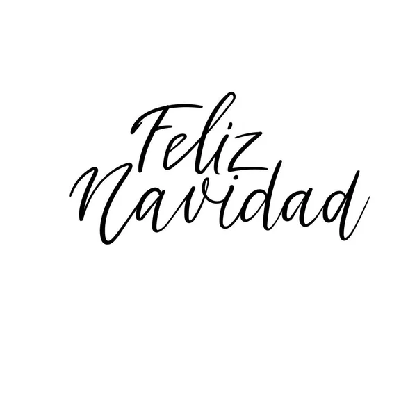 Handwritten Feliz Navidad. Merry Christmas in Spanish. Calligraphy greeting card — Stock Vector