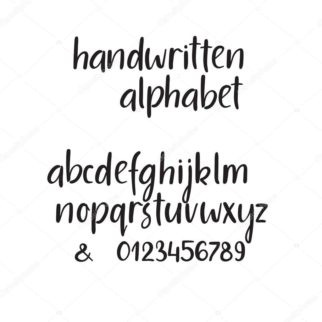 Handwritten Brush Letters. ABC. Modern Calligraphy. Hand Lettering Vector Alphabet