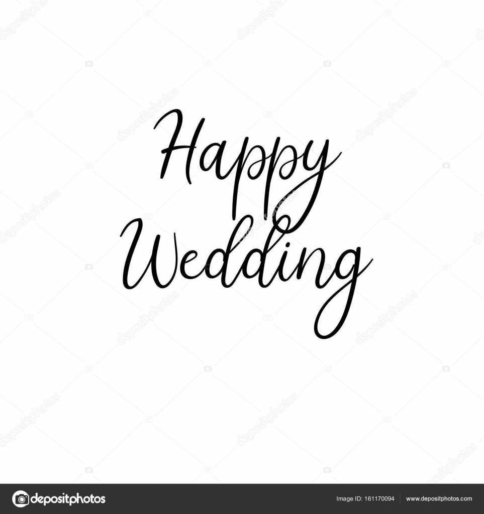 Heureux mariage texte manuscrit. Inscription de calligraphie pour les cartes de voeux, invitations de mariage. Calligraphie de vecteur de brosse.