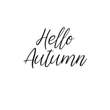 Merhaba sonbahar. El ile yazılmış modern hat yazıt. Vektör fırça harfler.