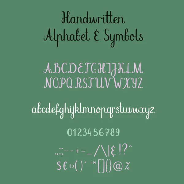 Alphabet calligraphique. Fonte brosse manuscrite. En majuscules, en minuscules, en amphibiens. Calligraphie de mariage — Image vectorielle
