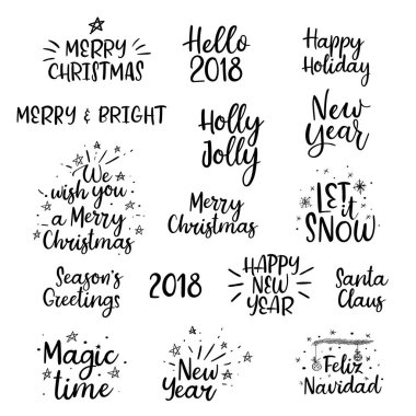 Mutlu Noeller, mutlu yeni yıl 2018 el yazısı küme. Hat. İzole