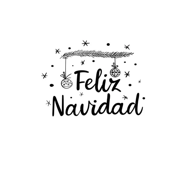 Feliz Navidad Hand belettering groet Card. Vector Illistration. Moderne kalligrafie. — Stockvector