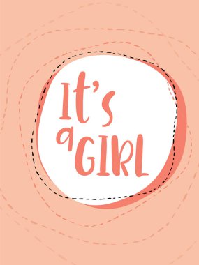 Onun bir kız. El yazı kartı. Modern hat. Davetiye, tebrik kartları veya kutlama için el yazısı yazıt