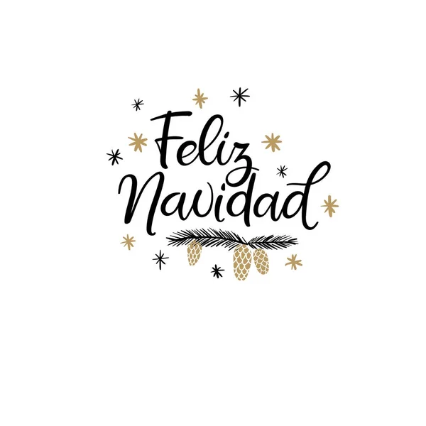 Feliz Navidad el tebrik kartı mutlu Noeller İspanyolca olarak yazı. Vektör Illistration. Modern hat.