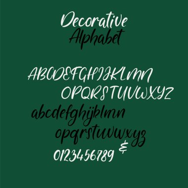 Dekoratif el çekilmiş alfabe. El yazısı fırça yazı tipi. Modern hat Abc.