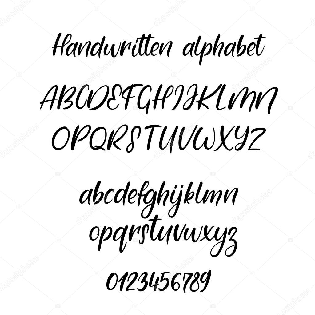 Exclusive Custom Alphabet. Handwritten font. Modern calligraphy. Vector ABC.
