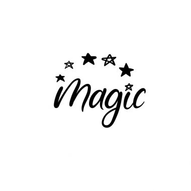 Sihirli el tebrik kartı vektör Illistration yazı. Modern hat.