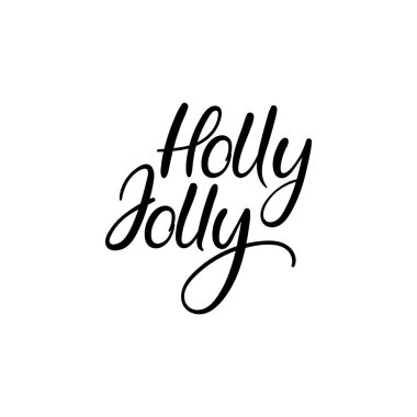Holly Jolly el tebrik kartı vektör Illistration yazı. Modern hat.
