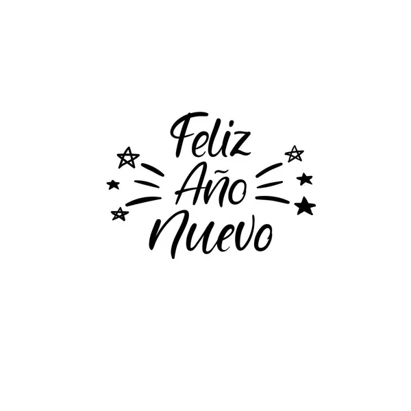 Feliz ano Nuevo. Boldog új évet a spanyol. Kézi betűkkel üdvözlés kártya vektor Illistration. Modern kalligráfia. — Stock Vector