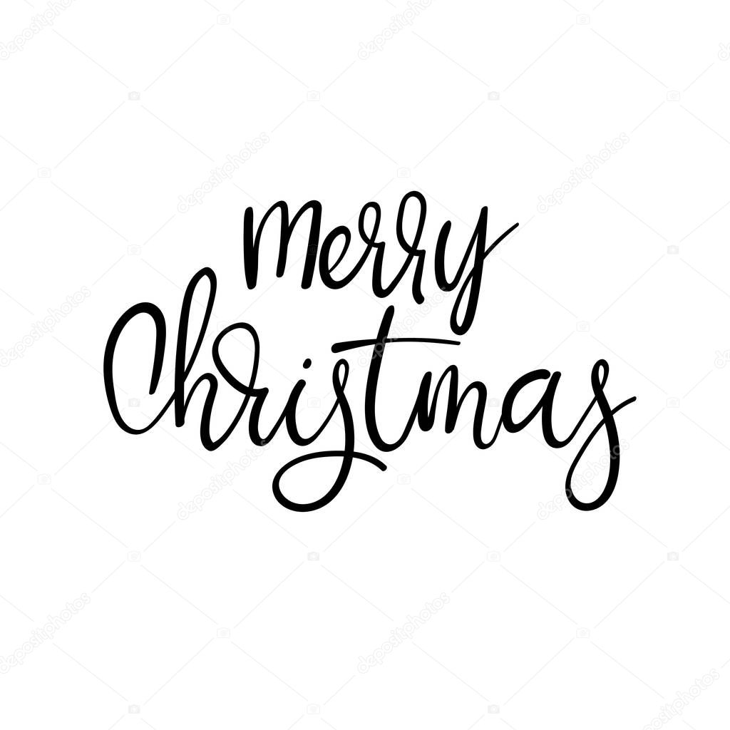 Set of Merry christmas and Happy New Year cards. Modern calligraphy. Hand lettering for greeting cards, photo overlays, invitations, tags. Vector illustration.