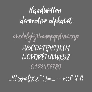 El yazısı fırça harfler. ABC. Modern hat. El yazı vektör alfabesi