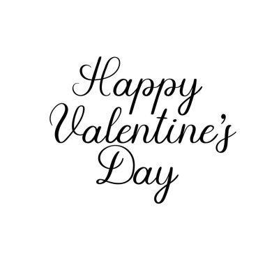 Mutlu Sevgililer günü el yazı yazıt. Sevgililer Modern hat. Tebrik kartı vektör çizim teşekkür ederim. Beyaz arka plan üzerinde izole