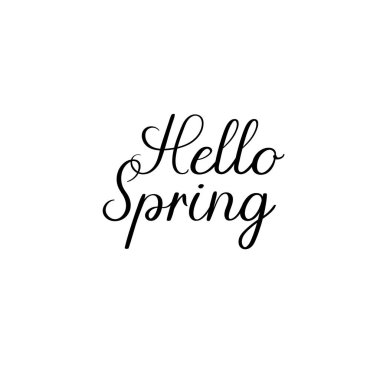 Merhaba bahar el yazı yazıt. Tebrik kartı fırça hat bahar. Vektör çizim.