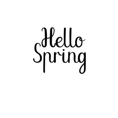 Merhaba bahar el yazı yazıt. Tebrik kartı fırça hat bahar. Vektör çizim.