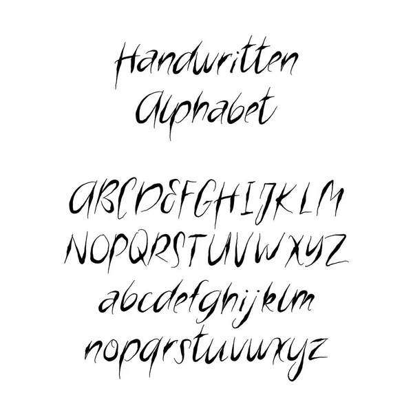 Calligraphic alphabet. Handwritten brush font. Uppercase