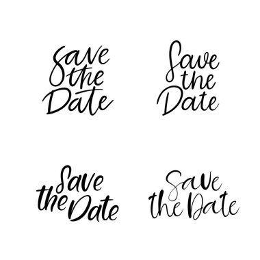 Save the date hand lettering card, wedding invitation. Modern calligraphy. Wedding phrase. clipart