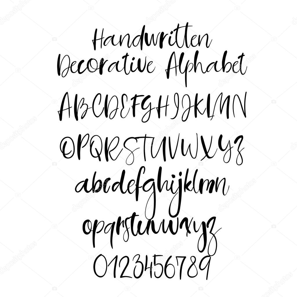 Decorative Hand Drawn Alphabet Handwritten Brush Font Modern