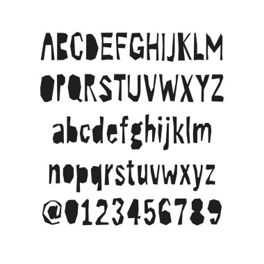 Kesme dekoratif alfabe. Papercut abc vektör. El yapımı yazı tipi.