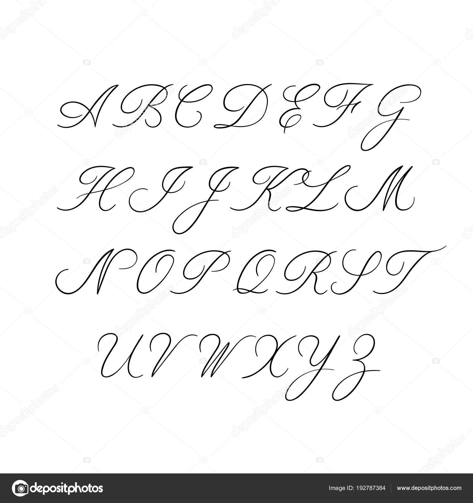 Calligraphy alphabet. Decorative handwritten brush font. Vector letters ...