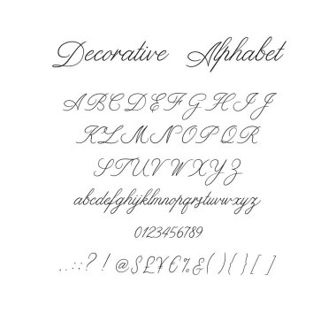 Hat alfabe. Dekoratif el yazısı fırça yazı tipi. Vektör harfler. Hat düğün. ABC tasarımınız için