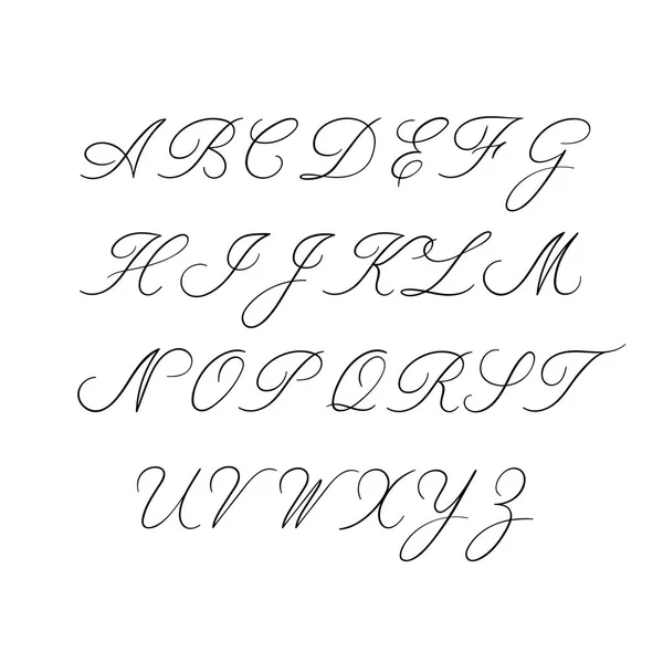 Kalligrafie alfabet. Decoratieve kwast van handgeschreven lettertype. Vector brieven. Het huwelijk van kalligrafie. ABC voor uw ontwerp — Stockvector