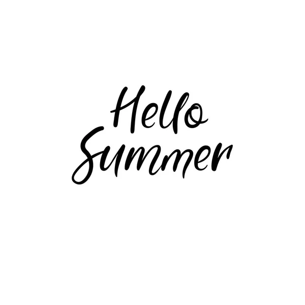 Hello Summer calligraphy inscription. Summer greeting card. — Stock Vector