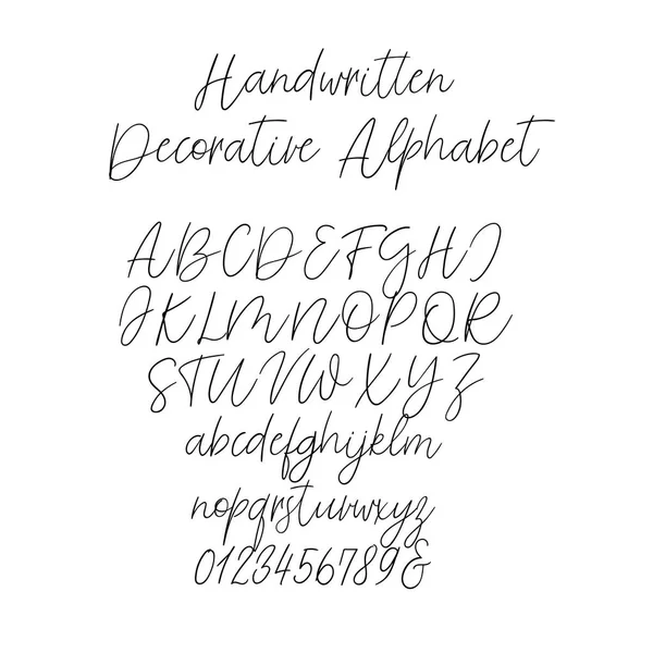 Kalligraphie Alphabet. Exklusivbriefe. Dekorative handgeschriebene Pinselschrift für: Hochzeitsmonogramm, Logo, Einladung. — Stockvektor