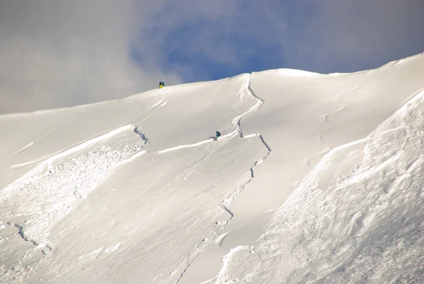 Large avalanche set by skier — Stock Photo, Image