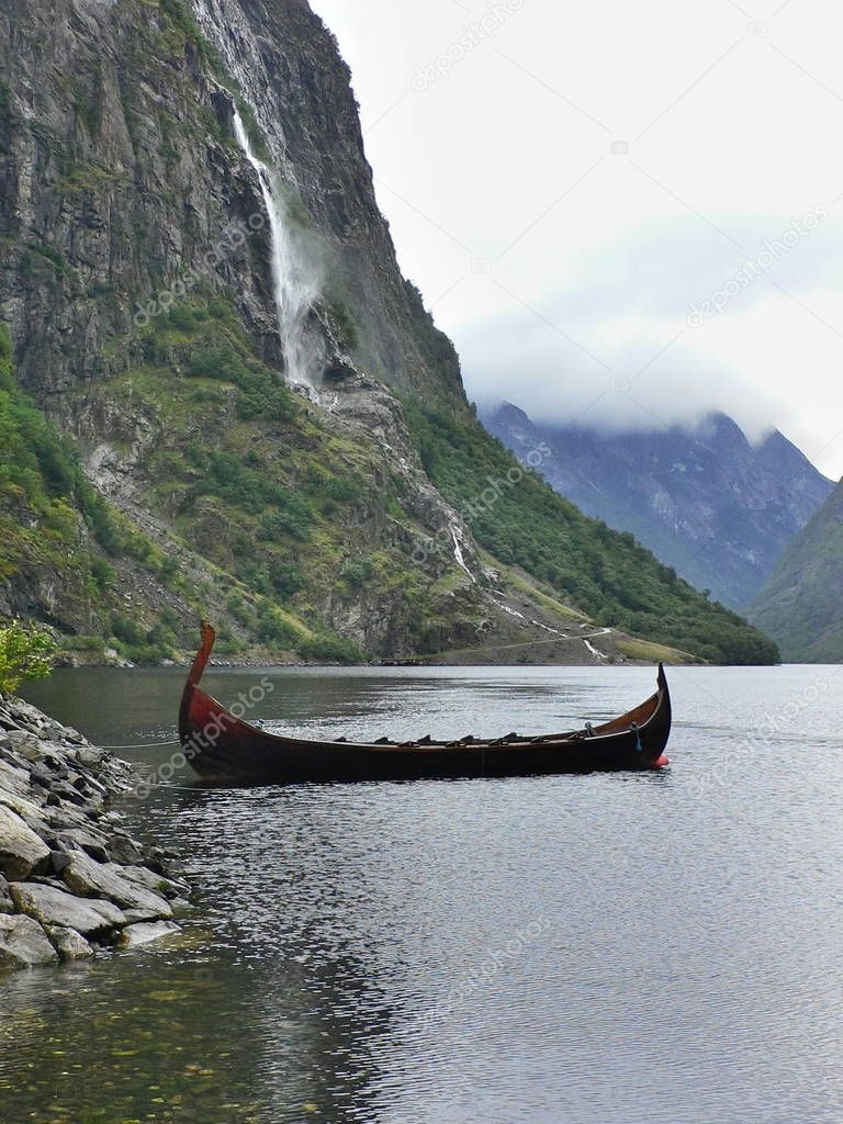 Viking ship near Gudvangen, in Norway