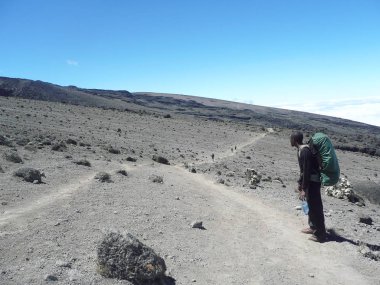Kilimanjaro yüksek ovalarda tozlu iz