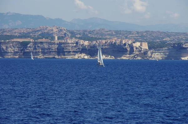 Sailbots near the coast of Corsica — Stock Photo, Image