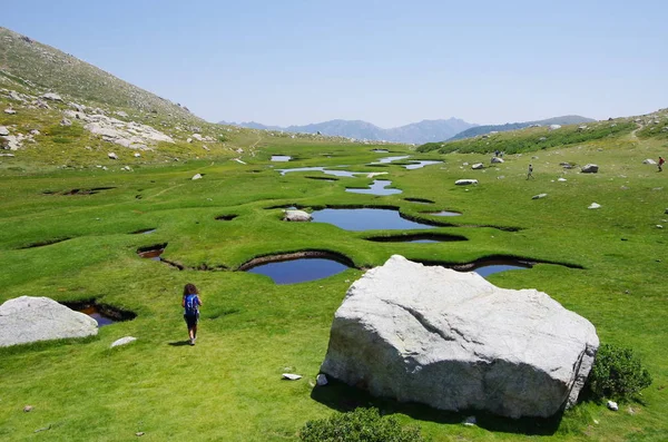 Trekking auf Korsika: bergeries de i pozzi lizenzfreie Stockbilder