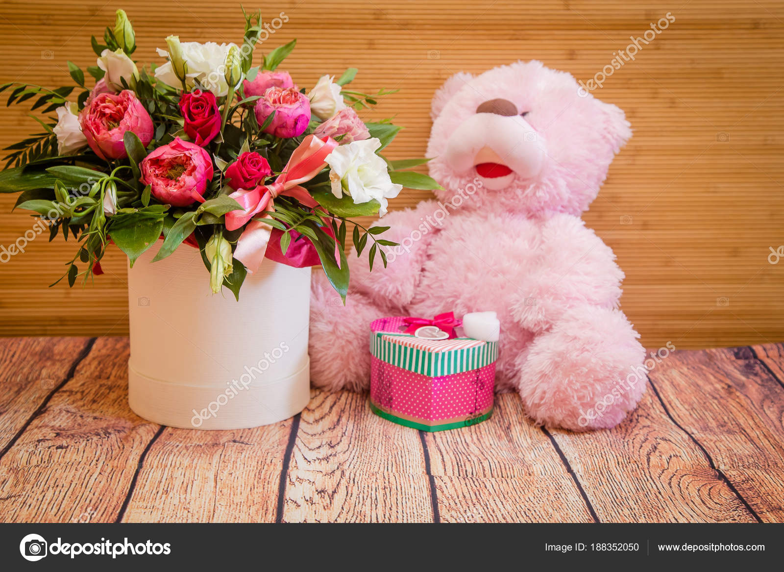 beautiful flowers with teddy bear