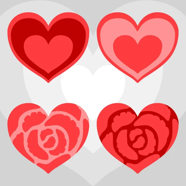 dört kırmızı Kalpler.