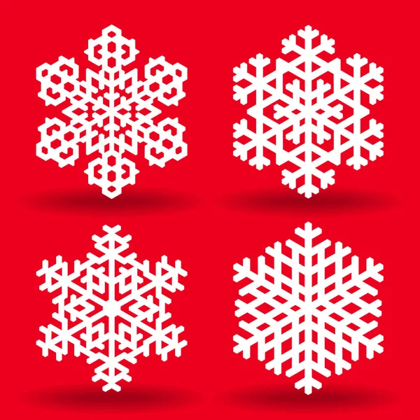  Dört beyaz kar taneleri.