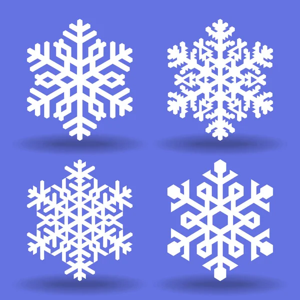  Dört beyaz kar taneleri.