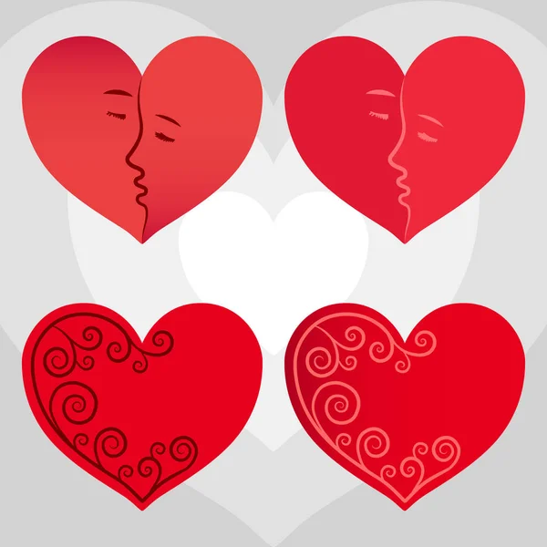 Dört kırmızı kalpler. EPS 10.