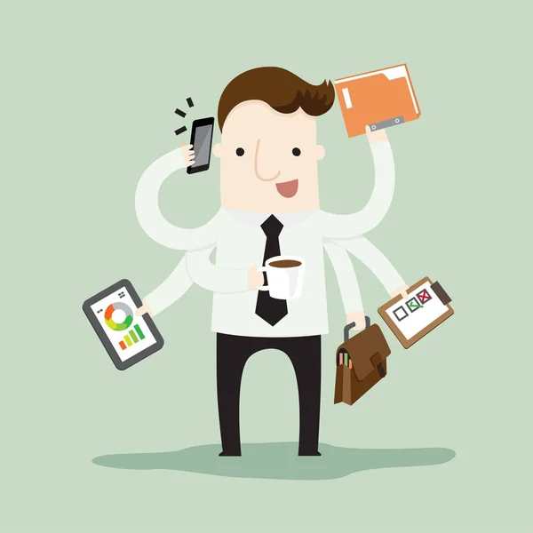 Multitasking επιχειρηματία για την επιτυχή — Διανυσματικό Αρχείο