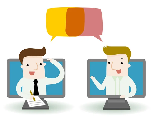 businessman meeting by video conference cartoon