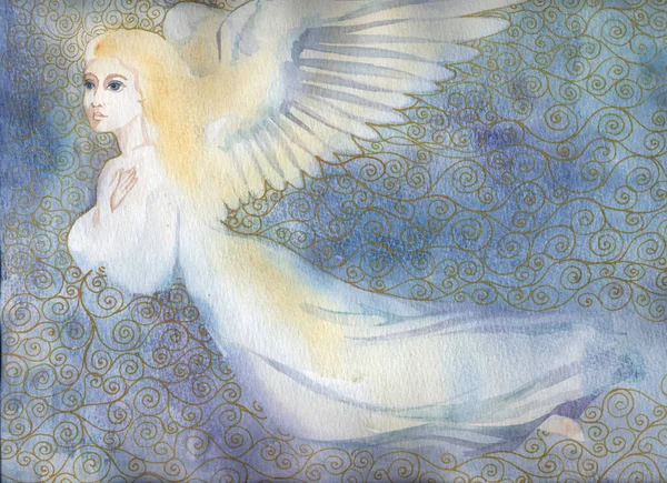 Watercolor Illustration Depicting Angel Handmade Painting — Stock Photo, Image