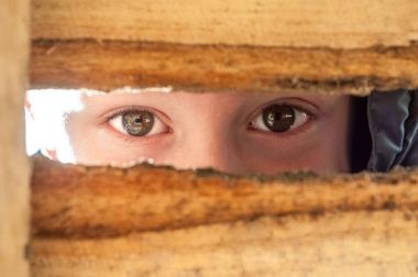 Children's eyes spy in the big slot clipart