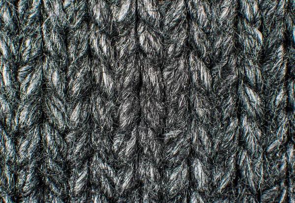 Texture Gray Woolen Knitted Sweater Closeup Macro — 스톡 사진