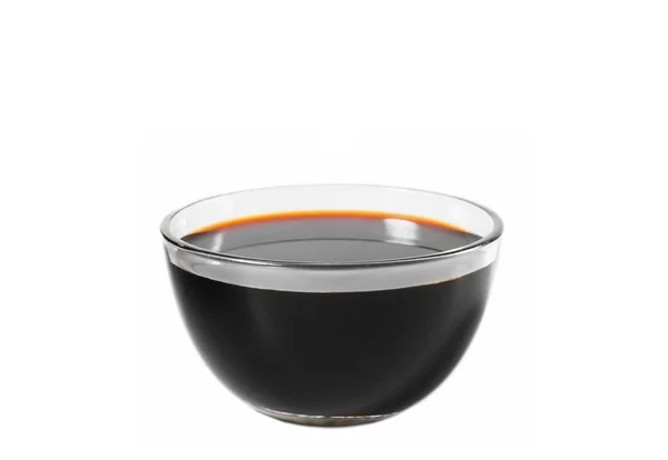 Soy Sauce Glass Bowl Close White Background — 스톡 사진