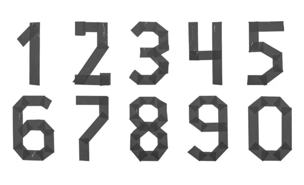 Set Numbers Gray Scotch Tape Isolated White Background — 스톡 사진