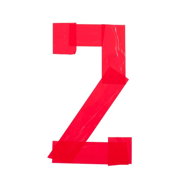 Number Two Made Red Scotch Tape White Background — 스톡 사진