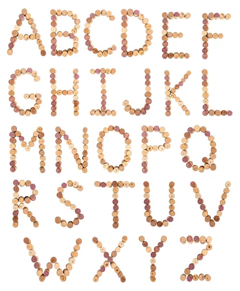 알파벳은 코르크로 만들어 졌습니다 배경에 고립됨 — 스톡 사진