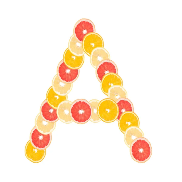 Letter Made Sliced Citrus Fruits 오렌지 배경에 고립되어 — 스톡 사진